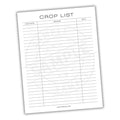 Garden Crop List Printable PDF Template
