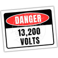 Danger - sign indicating 13,200 volts on a white background