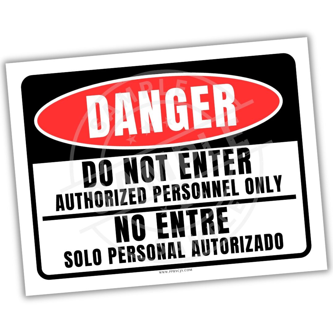 Danger sign with bilingual text on a white background