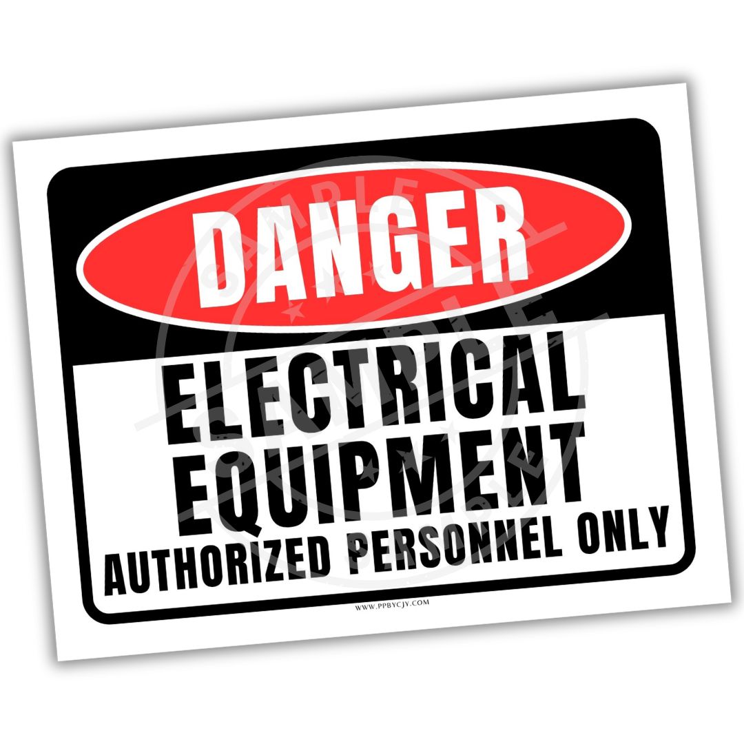 Dangerous electrical equipment sign with red border and white text on a white background