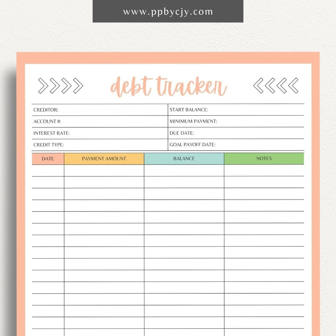 Debt Payoff Finance Tracker Printable Template – Digital Download for Tracking and Managing Debt Repayment and Financial Goals