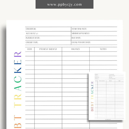 Debt Payoff Finance Tracker Printable Template – Digital Download for Tracking and Managing Debt Repayment and Financial Goals