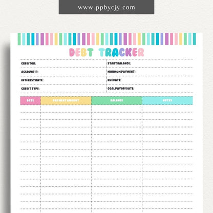 Debt Payoff Finance Tracker Printable Template – Digital Download for Tracking and Managing Debt Repayment and Financial Goals