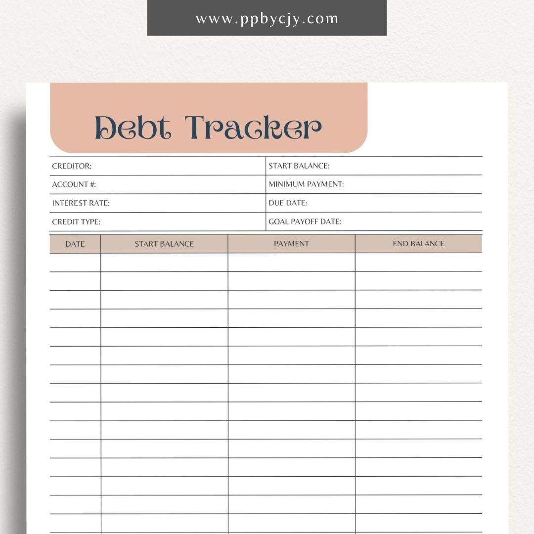 Debt Payoff Finance Tracker Printable Template – Digital Download for Tracking and Managing Debt Repayment and Financial Goals