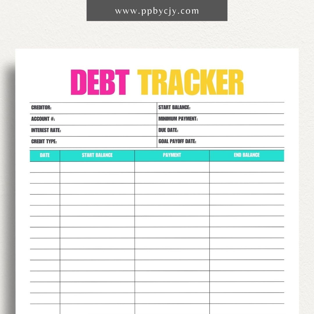 Debt Payoff Finance Tracker Printable Template – Digital Download for Tracking and Managing Debt Repayment and Financial Goals