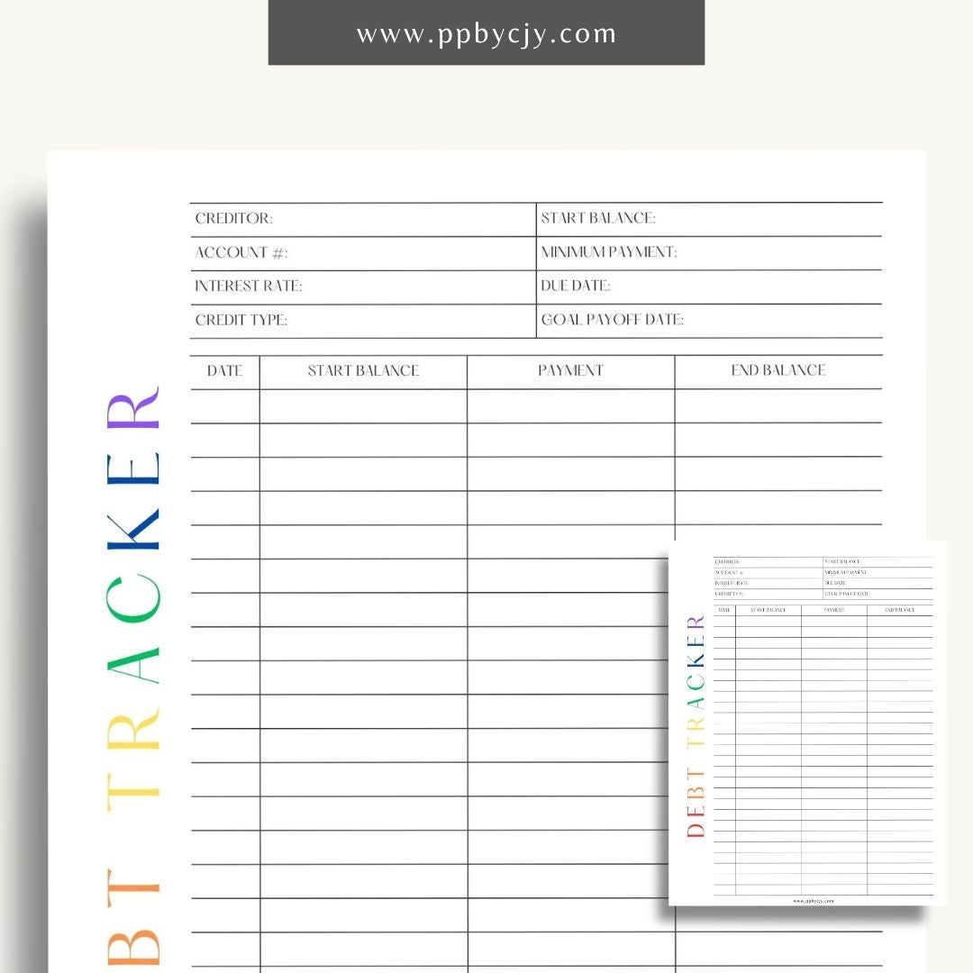 Debt Payoff Finance Tracker Printable Template – Digital Download for Tracking and Managing Debt Repayment and Financial Goals