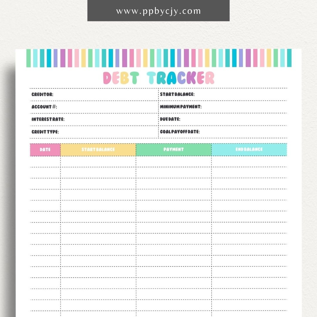 Debt Payoff Finance Tracker Printable Template – Digital Download for Tracking and Managing Debt Repayment and Financial Goals