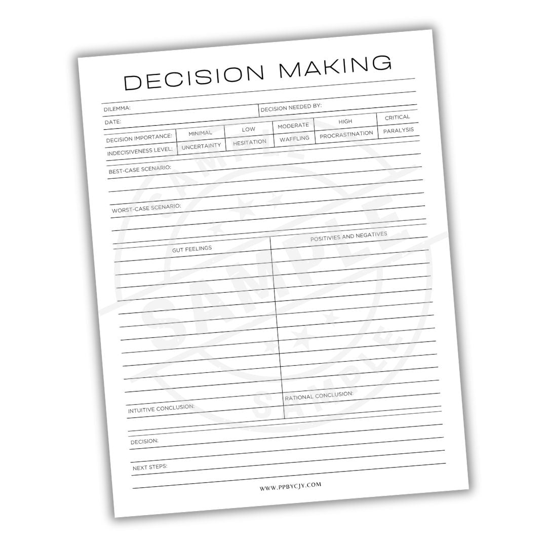 Decision-making worksheet on a white background