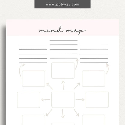 Mind Map Printable Template – Digital download for organizing ideas, brainstorming, and planning projects.