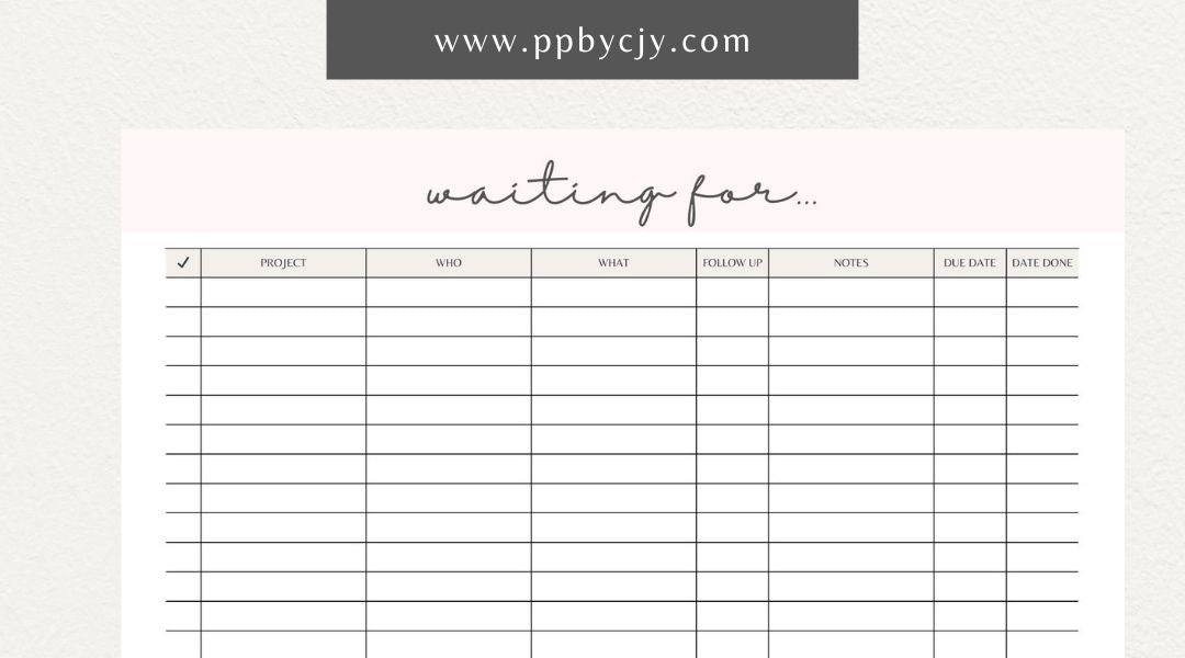 Waiting For Project Tracker Printable Template – Digital download for managing project tasks, deadlines, and progress.