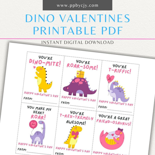 Dinosaur-themed Valentine’s Day cards with cute dinosaur designs and fun dinosaur-themed quotes for a playful Valentine’s greeting.