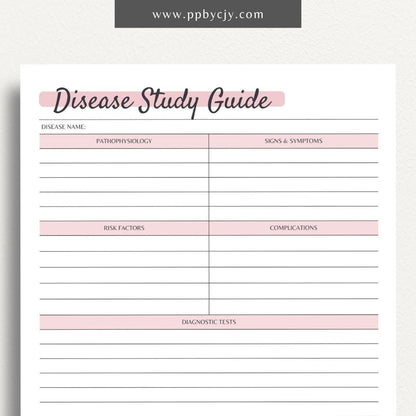 Nursing School Disease Study Guide Printable PDF Template