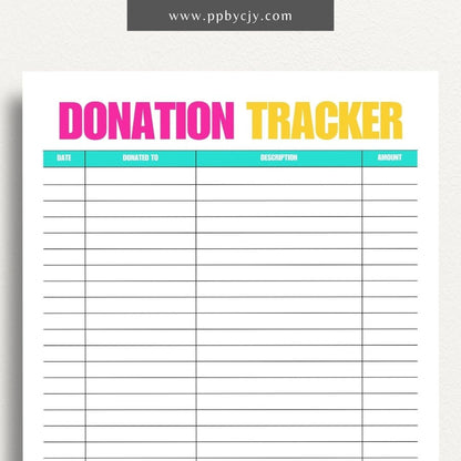 Church Donation Tracker Printable Template – Digital Download for Recording and Managing Donations to the Church