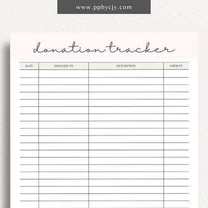 Church Donation Tracker Printable Template – Digital Download for Recording and Managing Donations to the Church