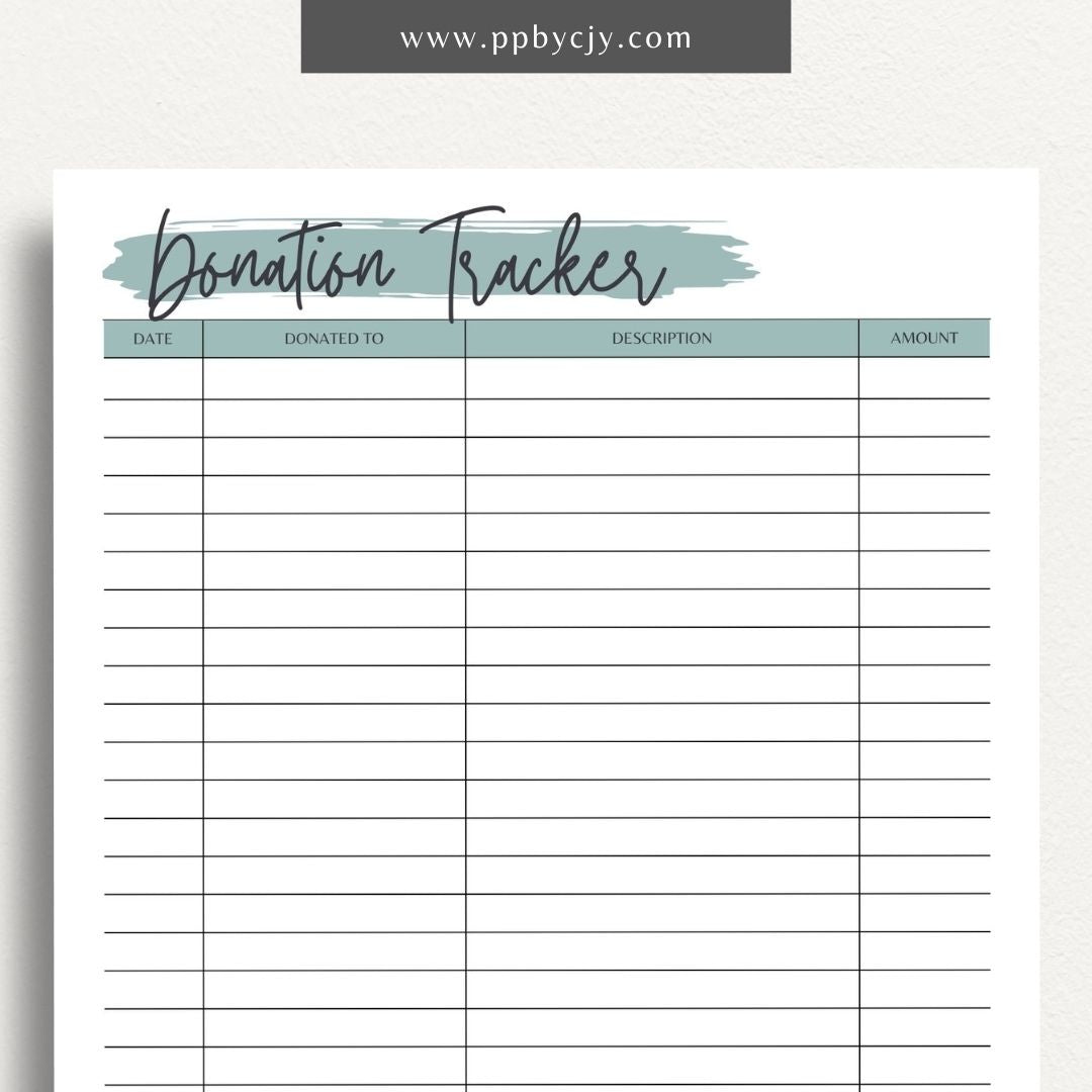 Church Donation Tracker Printable Template – Digital Download for Recording and Managing Donations to the Church