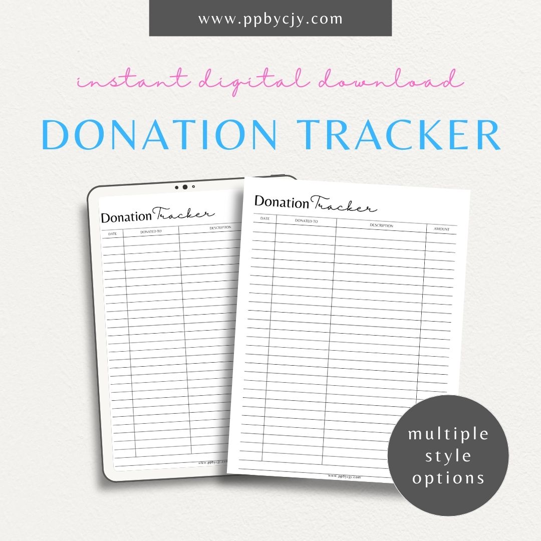 Church Donation Tracker Printable Template – Digital Download for Recording and Managing Donations to the Church