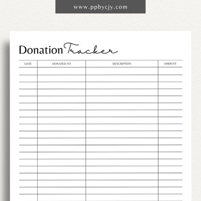 Church Donation Tracker Printable Template – Digital Download for Recording and Managing Donations to the Church