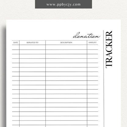 Church Donation Tracker Printable Template – Digital Download for Recording and Managing Donations to the Church