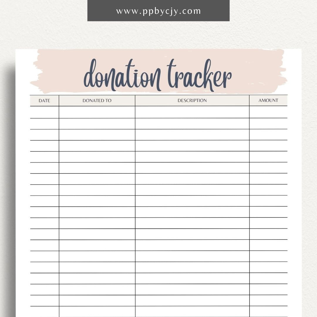 Church Donation Tracker Printable Template – Digital Download for Recording and Managing Donations to the Church