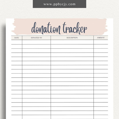 Church Donation Tracker Printable Template – Digital Download for Recording and Managing Donations to the Church