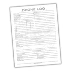 Drone log sheet with various fields for recording information on a white background