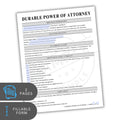 Durable Power of Attorney form on a white background