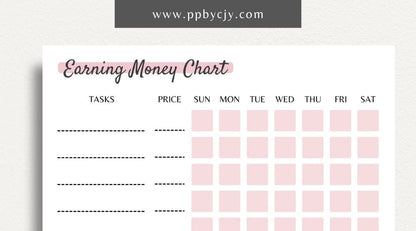 Earn Money Chart Printable PDF Template