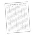 Electronics Sign In And Out Sheet Printable PDF Template