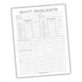 Shift request form with employee information and availability schedule on a white background