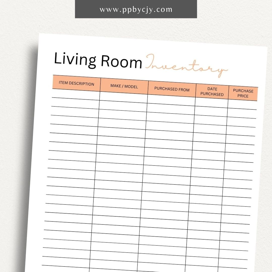 Home Inventory Bundle Printable Template – Digital download featuring a set of tools for comprehensive cataloging and managing your home inventory.