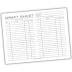 Draft sheet with columns for player information on a white background