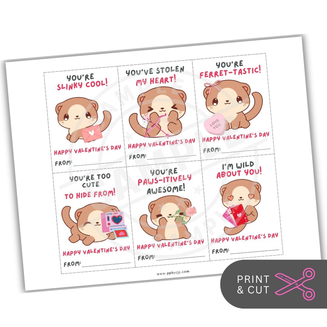 Valentine's Day cards with cartoon otters and cute sayings on a white background.