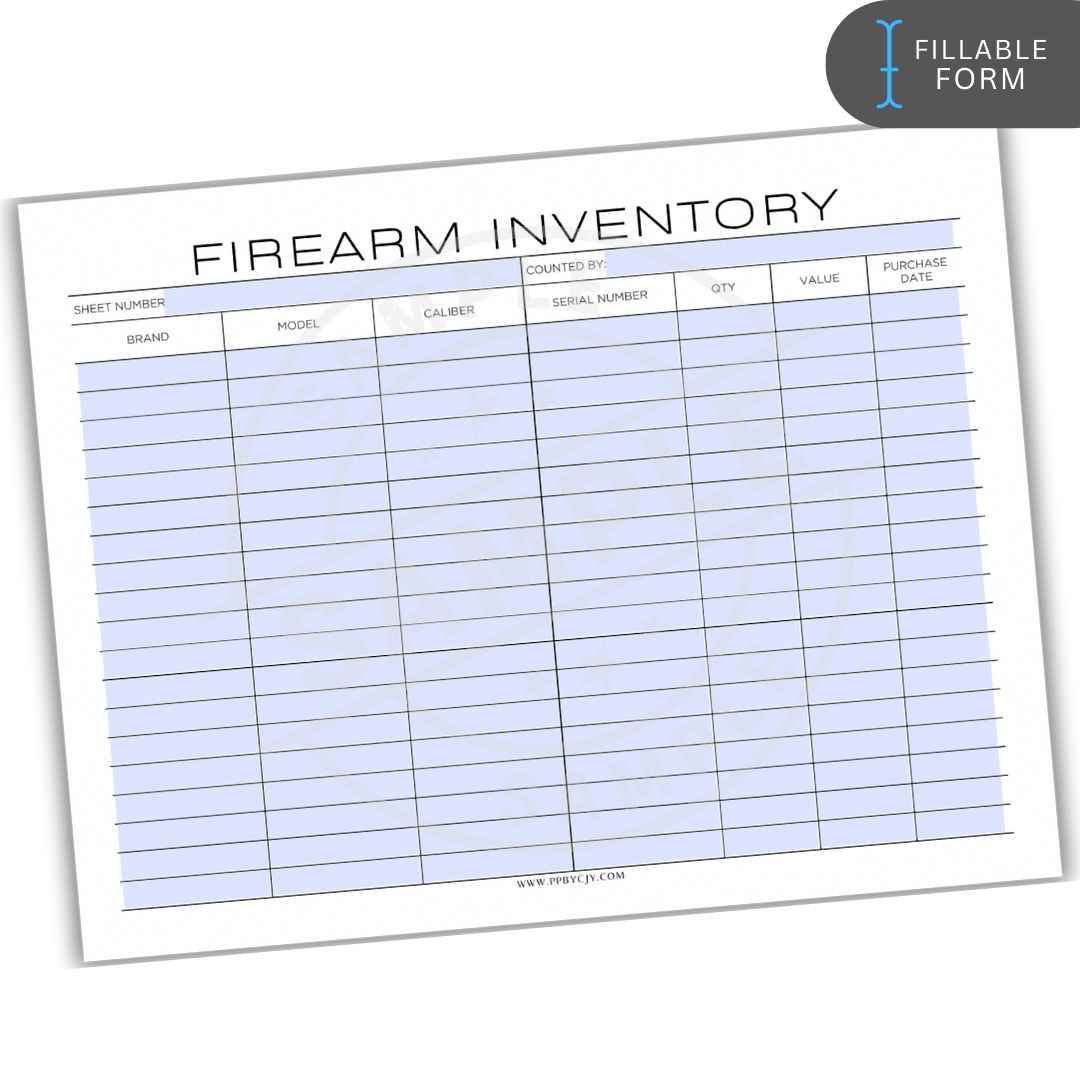 Firearm Inventory Printable PDF Template