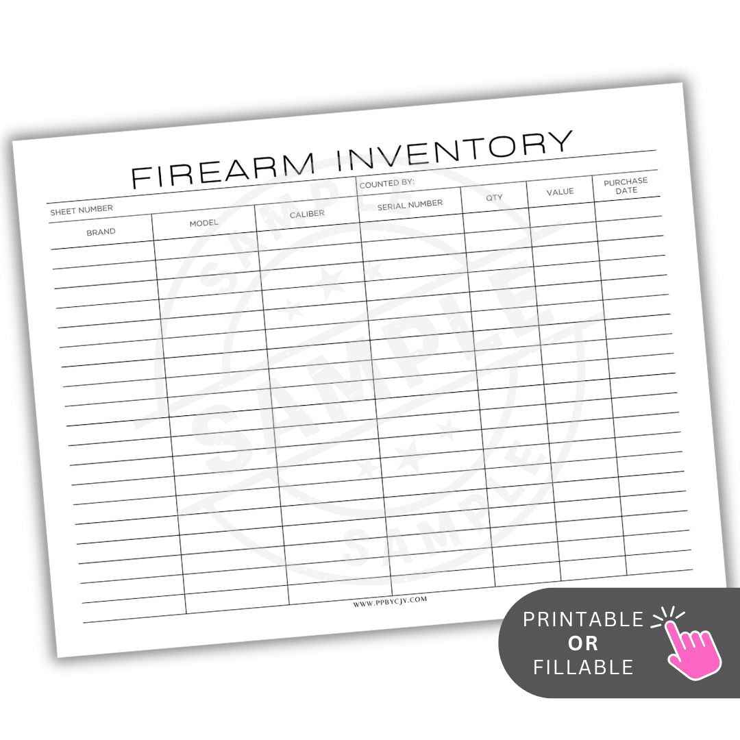 Firearm Inventory Printable PDF Template