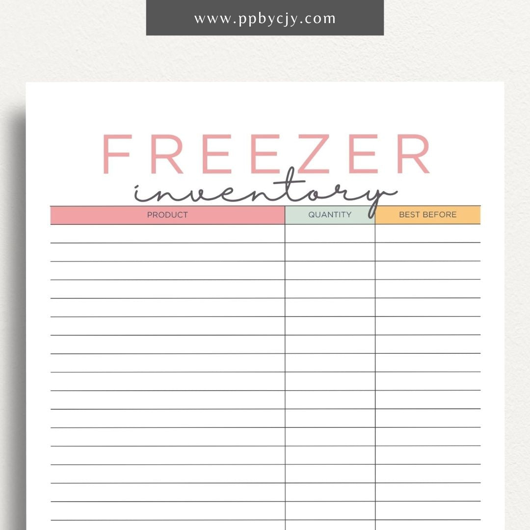 Freezer Inventory Printable Template – Digital download for organizing and managing the contents of your freezer.