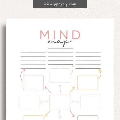 Mind Map Printable Template – Digital download for organizing ideas, brainstorming, and planning projects.