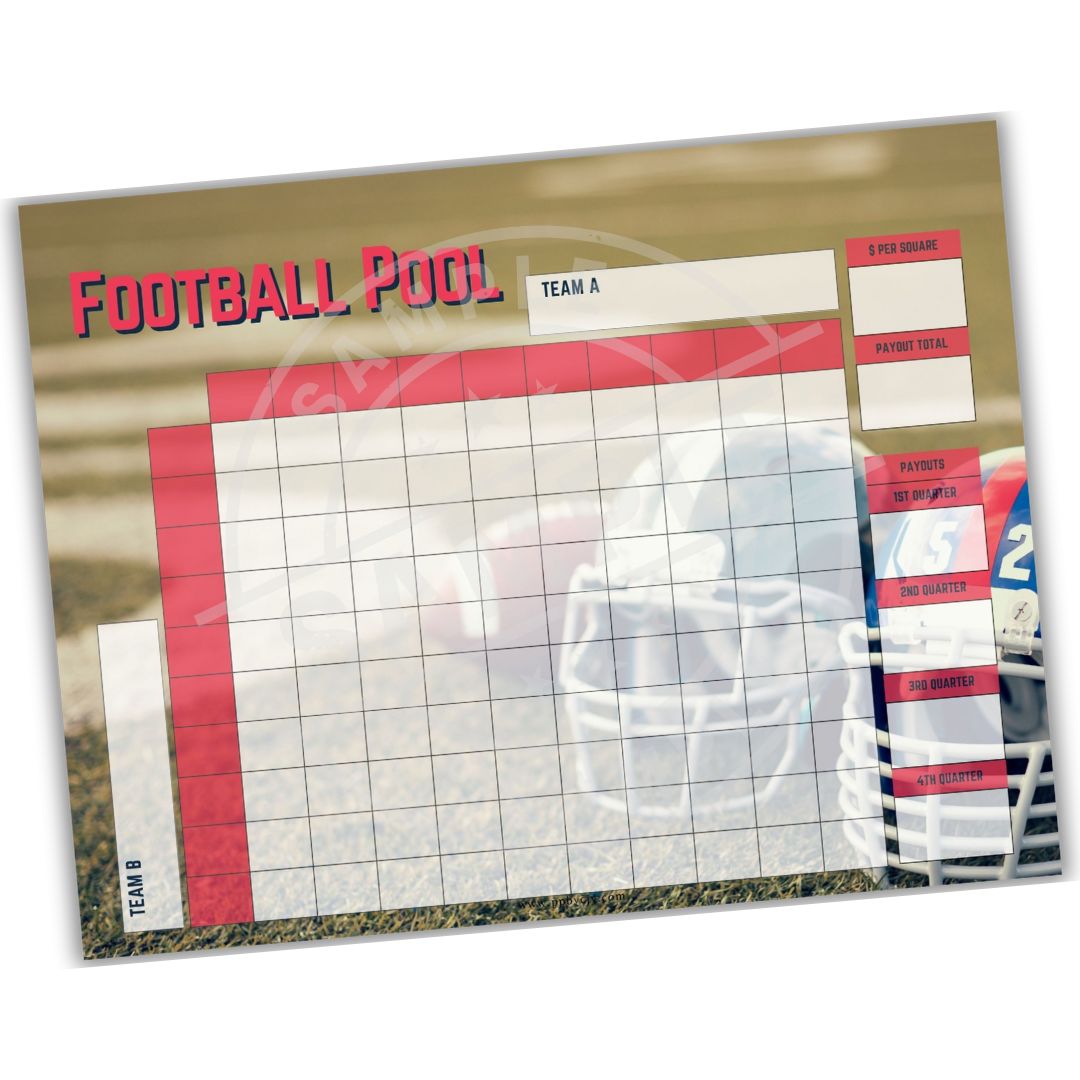 Football pool sheet with grid for betting on teams, on a white background