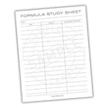 Math Formula Study Sheet Printable PDF Template