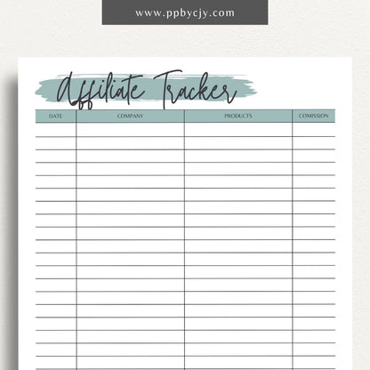 Affiliate Tracker Printable Template – Digital Download for Monitoring and Managing Affiliate Marketing Performance