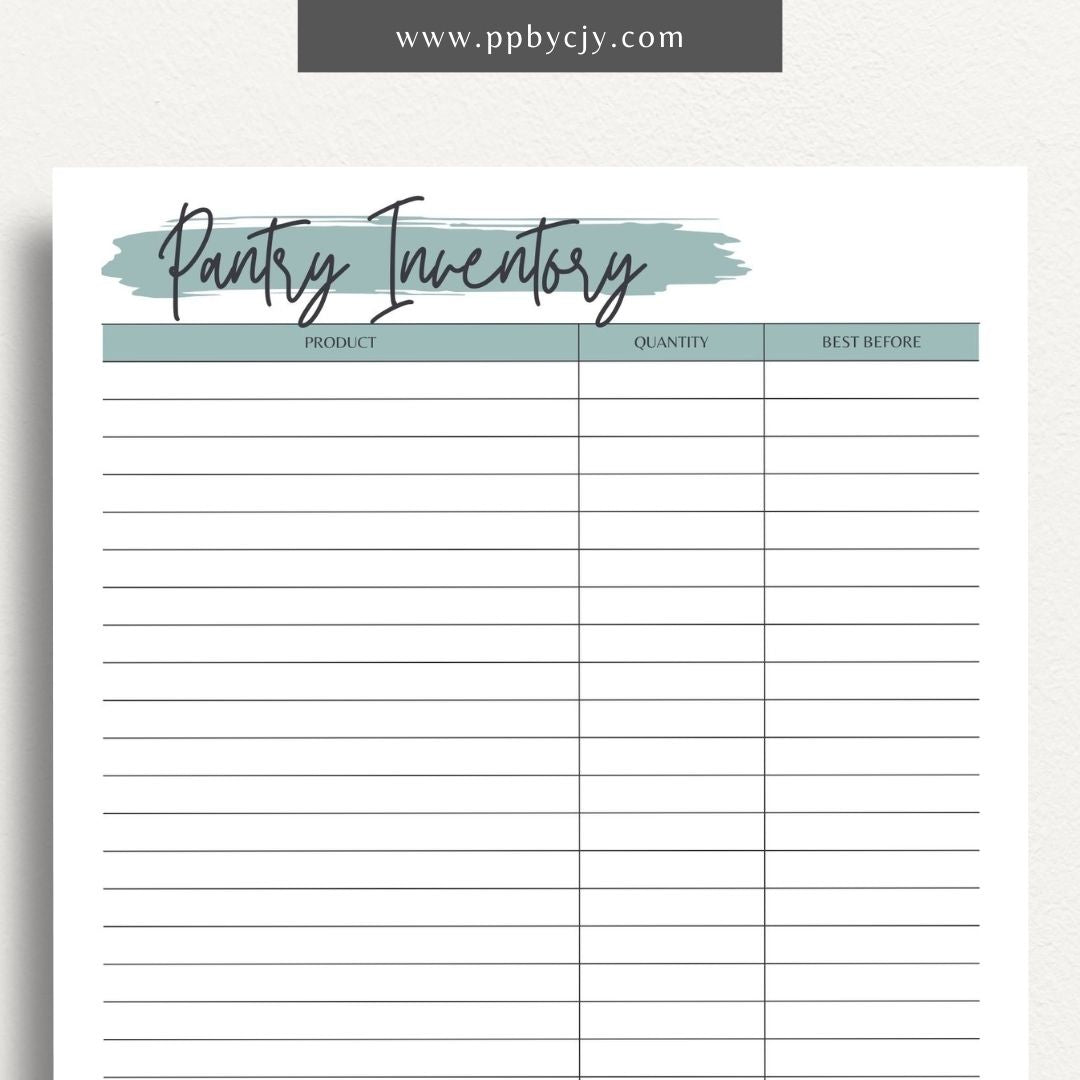 Pantry Inventory Printable Template – Digital download for organizing and managing the contents of your pantry.