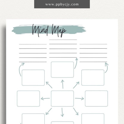 Mind Map Printable Template – Digital download for organizing ideas, brainstorming, and planning projects.