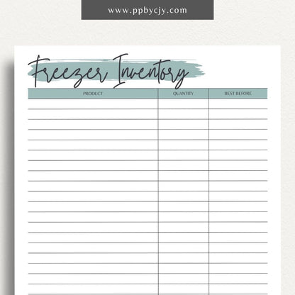 Freezer Inventory Printable Template – Digital download for organizing and managing the contents of your freezer.