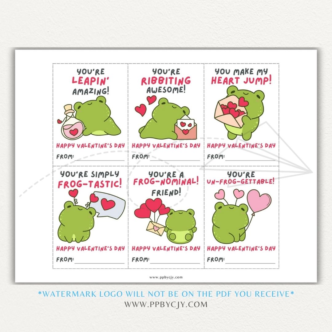 Frog-themed Valentine’s Day cards with cute frog designs and fun frog-themed quotes for a playful Valentine’s greeting.