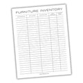 Furniture Home Inventory List Printable PDF Template