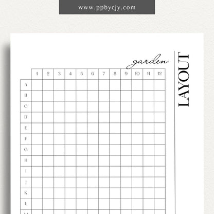 printable template page with columns and rows related to garden planning