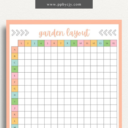 printable template page with columns and rows related to garden planning