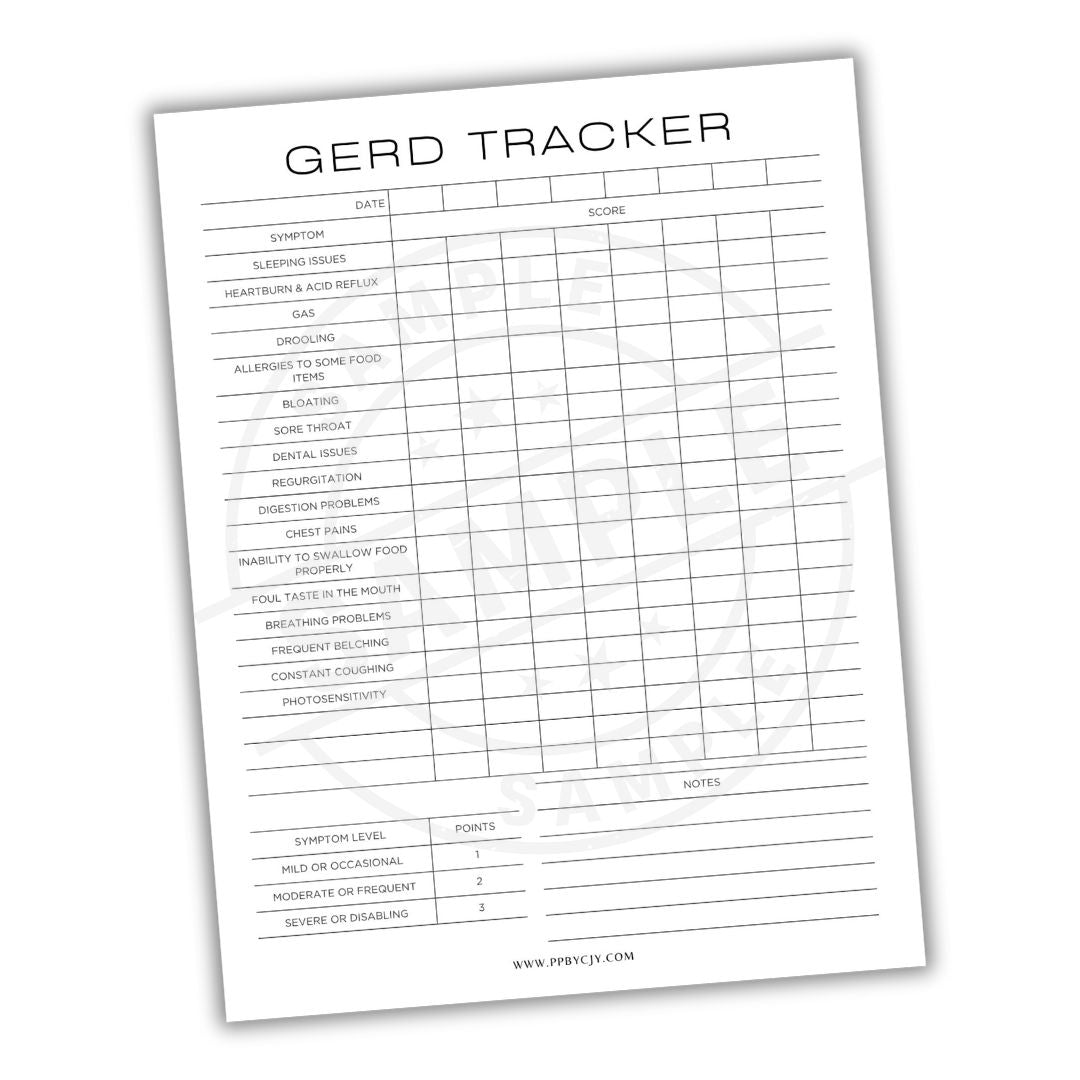 Gerd Tracker sheet with a white background