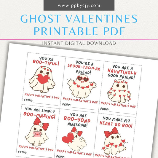 Ghost-themed Valentine’s Day cards with cute ghost designs and fun ghost-themed quotes for a spooky yet sweet Valentine’s greeting.