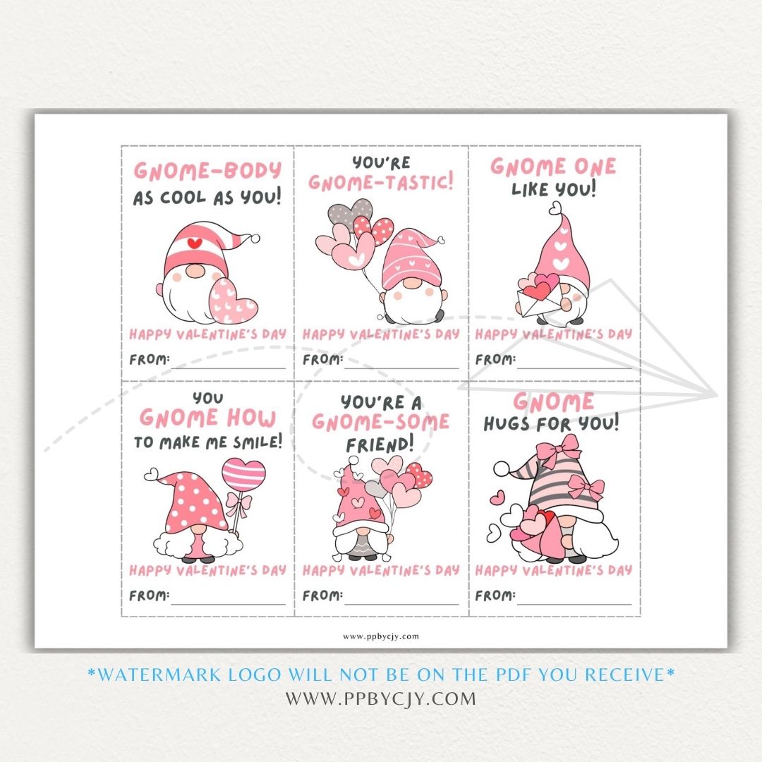 Gnome-themed Valentine’s Day cards with cute gnome designs and fun gnome-themed quotes for a whimsical Valentine’s greeting.
