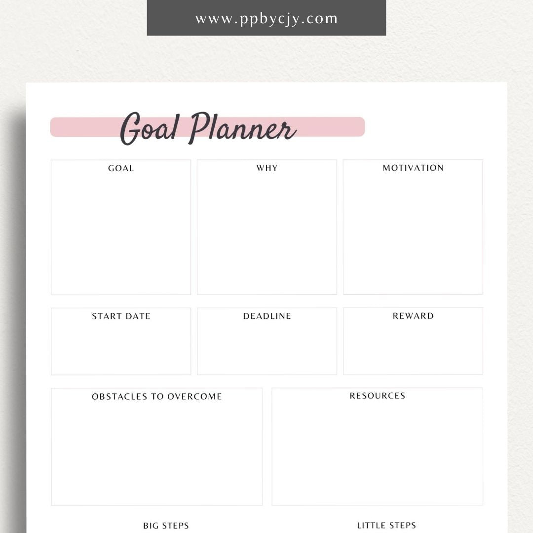 Motivational Goal Setting Planner Printable PDF Template